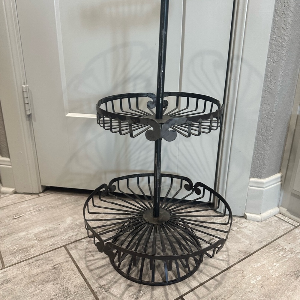 Three-Tier Metal Display Stand in Distressed Black